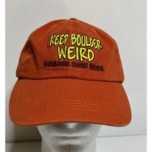 Keep Boulder Weird adjustable ball cap Orange Boulder Book Store